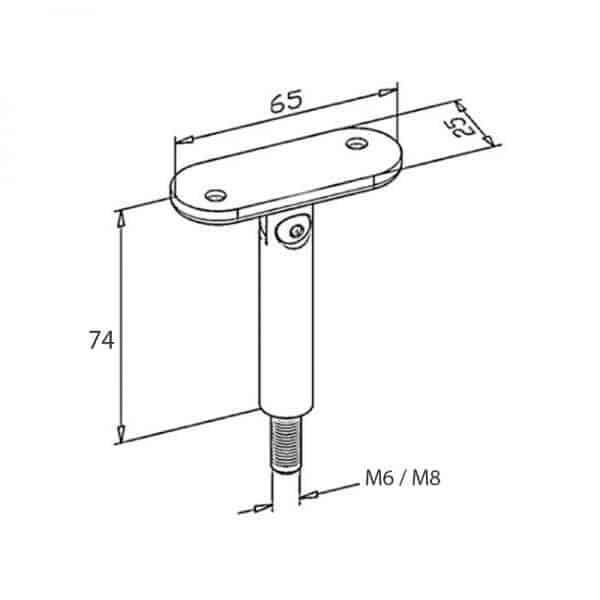 Support main courante Inox 304 - Fileté - Orientable - Plat