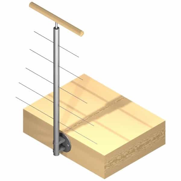 Poteau latéral Inox - 5 câbles - Intermédiaire